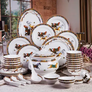 Европейская легкая посуда класса люкс, комбинированная бытовая керамика, миска для риса с глубокой тарелкой, костяной фарфор
