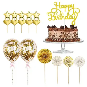 Набор тортов Для торта, креативные палочки для Торта С Днем Рождения, украшения Для торта, Звезды, Сердечки, Воздушные шары, Топперы Для кексов на День рождения