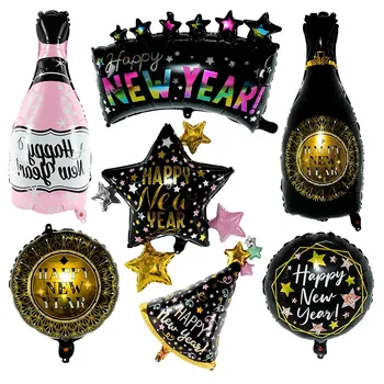 Новый Черный Золотой Воздушный шар С Новым Годом, Украшение для Новогодней вечеринки, Гелиевые шары, Веселое Рождественское Домашнее мероприятие, Принадлежности для Вечеринок, Подарок для детей