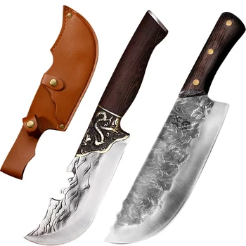 Кованый нож для разделки мяса 5Cr15Mov, Охотничий нож для выживания в кемпинге из нержавеющей стали, Нож для разделки фруктов, Нож для разделки костей, Кухонный нож шеф-повара