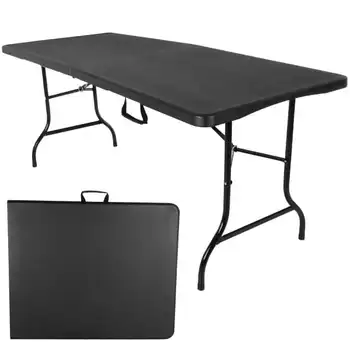 Складной стол - Легкий портативный складной стол - Пластиковый стол длиной 6 футов для кемпинга, игры в карты, вечеринок и обедов