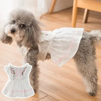 Платья для собак Принцессы Маленькой Дейзи, Милая хлопковая одежда для щенков для маленьких собачек, Тонкие дышащие юбки для собак, Костюм кошки с цветочным рисунком