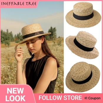 INS Женская натуральная соломенная шляпа ручной работы, летняя пляжная шляпа для женщин, мужская панама, кепка с вогнутым плоским защитным козырьком, солнцезащитная лодка Gorras