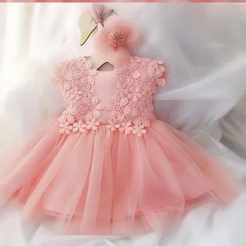 Платье-юбка с цветочным узором для девочки на один год, детское платье на день рождения, полнолуние, иностранный стиль, юбка принцессы из мягкой пряжи, детское платье