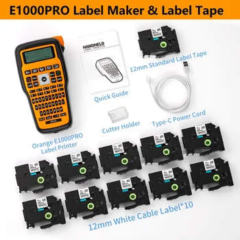 E1000PRO Engineering Label Maker w/ 10PK fx231 Tape Cable Flag Портативная Машина для Изготовления Этикеток для внутренней и наружной маркировки проводов