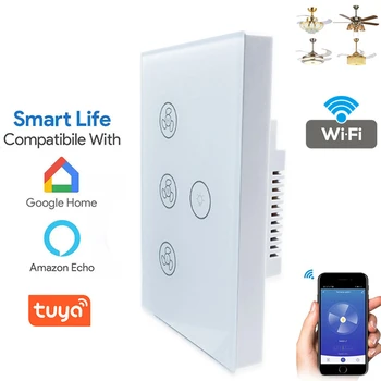 Переключатель вентилятора Wifi Tuya Smart Switch US Strandard 3 Скорости Smart Life Переключатели Поддержка Alexa Google Home Tuya APP Дистанционное включение Выключение
