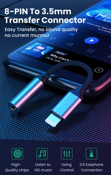Для iPhone 3,5 мм AUX Кабель Адаптер для iPhone 13 12 Pro Адаптер Разъем для наушников Мини Аудио Разветвитель для iOS 14 Выше Адаптера