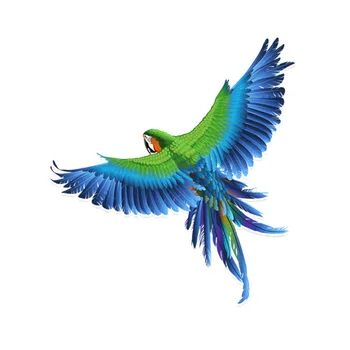 Наклейка с изображением животных с Распростертыми крыльями Зеленый Попугай Декор ПВХ Цветная наклейка для автомобиля 12,7 * 13,9 см