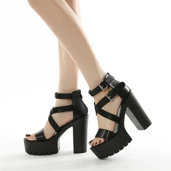 JIANBUDAN 2023, Новая весенняя женская обувь в Римском стиле, Женские босоножки на платформе, босоножки с открытым носком, пряжка для ремня, Летняя Банкетная обувь