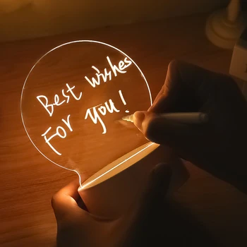 Светодиодная доска для заметок, ночник, Креативная USB-доска для сообщений, Праздничная ночная лампа с ручкой, Праздничный подарок для детей, лампа для украшения дома