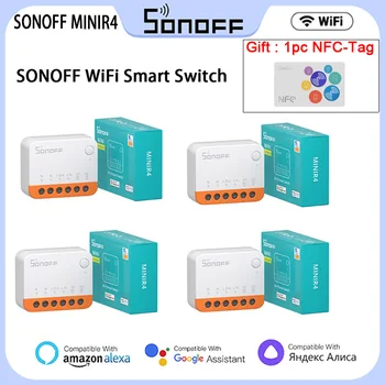 Sonoff MINIR4 Mini WiFi Smart Switch 10A 2-Полосное Управление Экстремальное Реле для Умного Дома Поддержка R5 S-MATE Voice Alexa Alice Google Home