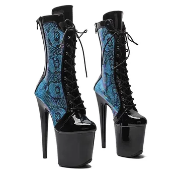 LAIJIANJINXIA/ Новинка; Модная женская обувь для танцев на шесте с искусственным верхом 20 см/8 дюймов; Женские современные ботинки на платформе и высоком каблуке;