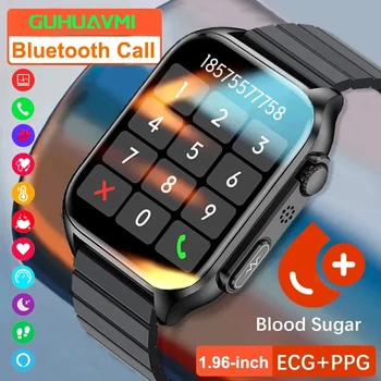 Смарт-Часы с уровнем глюкозы в крови, Мужские Часы с Bluetooth-Вызовом, Частота сердечных Сокращений, Кровяное Давление, Кислород в крови, ЭКГ + PPG, Монитор Здоровья, умные часы Для Мужчин