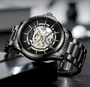 Мужские механические часы, сертифицированные Швейцарией, новая концепция, автоматические часы Top ten, кожаные, водонепроницаемые, выдолбленные брендом