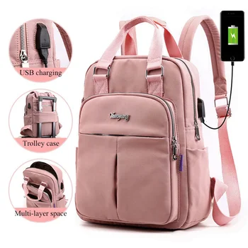 Рюкзаки для ноутбука для девочек, Розовая Мужская Сумка с USB Зарядкой, Женский рюкзак для путешествий, Школьные сумки, Сумка Для мальчиков-подростков mochila escolar 2023