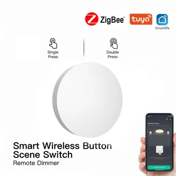 Беспроводной Переключатель сцены Tuya Smart Zigbee Button С дистанционным переключением связи с несколькими сценами Работает с устройствами Smart Life Zigbee