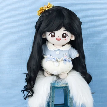 Кукольный парик с длинными волнистыми волосами, черный градиентный высокотемпературный провод, подходит для кукол с окружностью головы 36-38 см