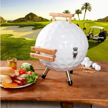 Хит продаж, Круглый Мини-14-дюймовый портативный гриль для барбекю в форме гольфа, древесный уголь, домашний гриль для барбекю на открытом воздухе с вентиляционным отверстием