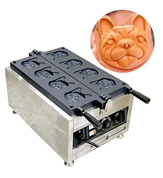 Одобренная CE машина Taiyaki в форме головы собаки на вафельнице с мультяшным бульдогом из горячих продаж