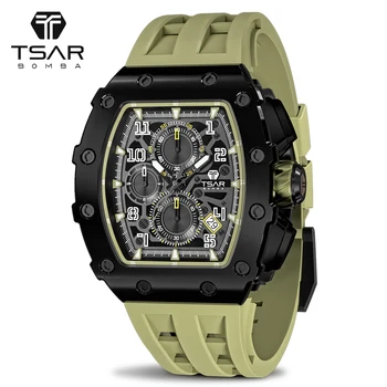 Мужские часы TSAR BOMBA, Сапфировое стекло, Простой водонепроницаемый дизайн, Кварцевые наручные часы, Роскошные часы для мужчин Relogio Masculino