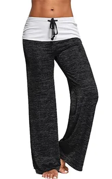 Женская спортивная одежда для йоги, широкие леггинсы в стиле пэчворк, спортивные танцы, свободные длинные брюки с завязками на талии, женские эластичные брюки