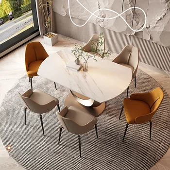 Современная роскошная Вращающаяся каменная плита, Многофункциональный Обеденный стол и стулья, Комбинированная мебель для столовой, Буфет GY50CZ