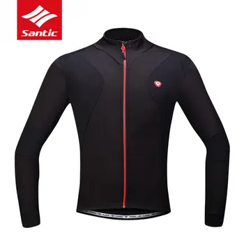 Новые Мужские Дышащие Майки Santic для Велоспорта, Зимняя Флисовая куртка для шоссейного велосипеда MTB, Ветрозащитная Теплая быстросохнущая Велосипедная одежда