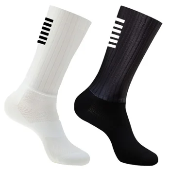 Противоскользящие силиконовые Летние аэро-носки, Белые Велосипедные носки, Мужские Велосипедные спортивные носки для бега, Кальцетины