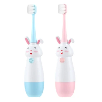 Милая детская автоматическая зубная щетка с кроликом, ультразвуковая зубная щетка, электрическая зубная щетка для детей, водонепроницаемый дизайн, прямая доставка