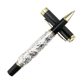 Jinhao Древний серебряный благоприятный дракон с резьбой и тиснением, шариковая ручка многоразового использования, профессиональные канцелярские принадлежности для письма