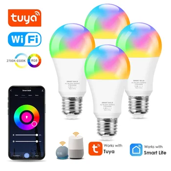 Умная лампочка Tuya Wifi 15 Вт 18 Вт E27 RGB, умные лампочки Alexa, светодиодная лампа 110 В 220 В, умная лампа с регулируемой яркостью, работает с Alexa Google Home