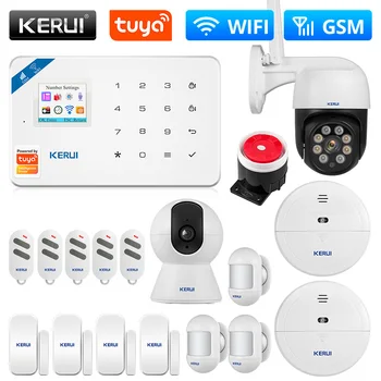 KERUI W181 Охранная сигнализация WIFI GSM Сигнализация Tuya Smart Support Alexa Домашний детектор движения Датчик окна двери IP-камера