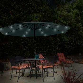 Зонт для патио–10-футовый козырек со светодиодными лампами на солнечных батареях