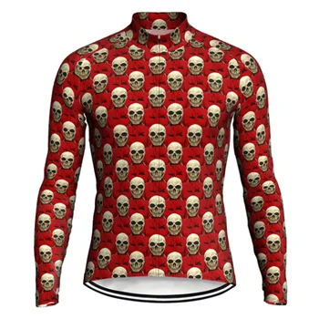 Велосипедная одежда Top Rider, Куртка с длинным рукавом, Велосипедный Свитер, Пальто для Шоссейного велоспорта, Красный, Череп, Велосипедная рубашка, Трикотажная одежда