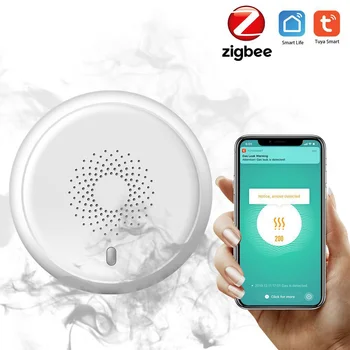 Детектор дыма Zigbee, Новый беспроводной датчик дыма, Интеллектуальное обнаружение связи, Пожарная сигнализация, Защита безопасности, приложение Smart Life Tuya