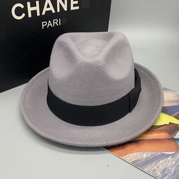 Классическая фетровая шляпа Унисекс Manhattan Fedora С короткими полями, мужская фетровая шляпа черно-серого цвета