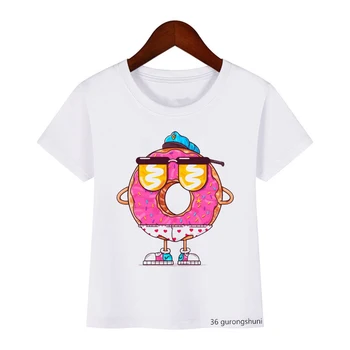 Модные футболки для мальчиков, милые детские футболки с рисунком пончика на десерт, летние эстетичные футболки для девочек, милая детская одежда, футболки, топы