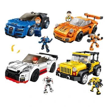Деформируемая разработка детского конструктора, сборная модель автомобиля для интеллектуальных гонок, игрушки из строительных блоков для мальчиков 