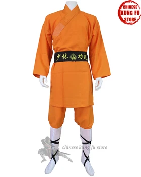 Оранжевый Прочный костюм для боевых искусств Шаолиньского монаха кунг-фу в натуральную величину для детей и взрослых