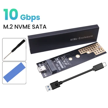 Двойной протокол M2 SSD Case Корпус NVMe SATA NGFF M.2 SSD Box USB 3,1 10 Гбит/с для Внешнего жесткого диска M/B + M Key M.2 SSD RTL9210B