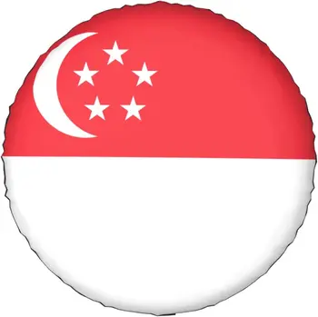 Чехол для запасного колеса с рисунком флага Сингапура, водонепроницаемые пылезащитные чехлы для колес с защитой от ультрафиолета