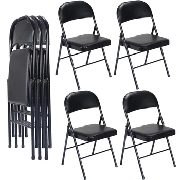 Виниловый складной стул Vebreda (4 упаковки), черный