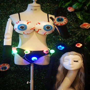 Party girl Halloween eyeball bikini bar одежда для выступлений в ночном клубе ds LED светящиеся глаза демона