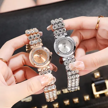 Модные женские часы с бриллиантовым календарем, деловые роскошные высококачественные кварцевые часы для женщин, наручные часы из нержавеющей стали