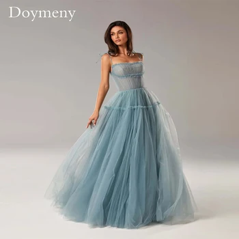 Doymeny 2023, Элегантное тюлевое платье для выпускного вечера, разноцветные бретельки, квадратный воротник, молния сзади, Vestidos De Fiesta, Элегантное