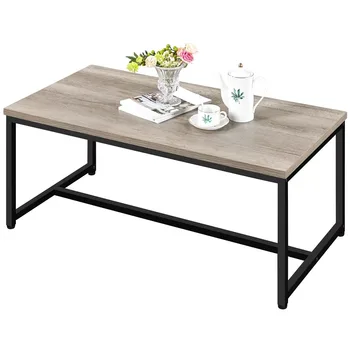 Журнальный столик Alden Design Industrial из дерева и металла, серый в деревенском стиле