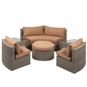 Открытый Круглый диван-кровать для отдыха в саду, ротанговое кресло, мебель на заказ