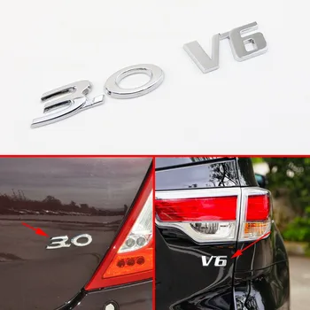 Хромированный металлический Стиль 3.0 + V6, Логотип, Эмблема, значок, 3D наклейка, наклейка на авто, Отделка двигателя, 2 шт., Аксессуары, универсальные