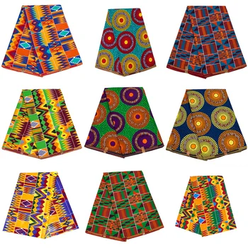 Высококачественная ткань с принтом в африканском стиле Батик, 100% Хлопок, Анкара, Двусторонняя ткань Батик, 6 ярдов