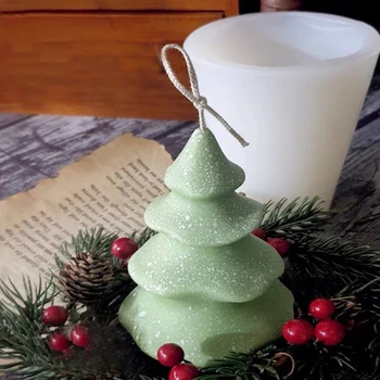Сделай сам Рождественскую милую форму для свечей с лосем, креативный падающий снег, четырехслойная Рождественская елка, Ароматическая свеча, силиконовая форма для украшения торта